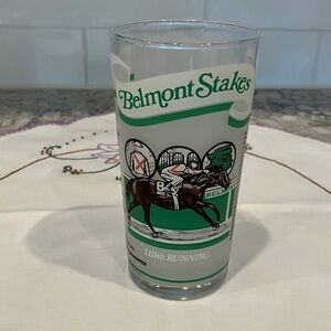 Vintage 1987 Official Belmont Stakes Glass Horse Racing 5.25"